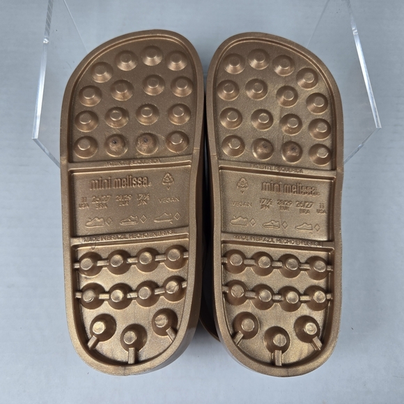 Mini Melissa Girls' Wide Leopard Gold Jelly Sandals Size Eu 28/29 US 11 Toddler - Picture 7 of 7